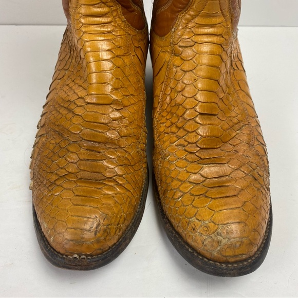 Vintage Tony Lama Brown Tan Snakeskin Python Cowboy Western Boots 0410 8.5B - Picture 15 of 16